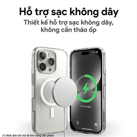 Ốp lưng MagSafe iPhone 17 Pro Max PC TPU DEKEY Crystal case Màu Trắng