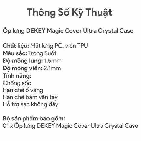 Ốp lưng MagSafe iPhone 17 Pro Max PC TPU DEKEY Crystal case Màu Trắng