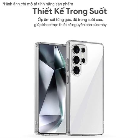 Ốp lưng Samsung Galaxy S24 PC TPU DEKEY Crystal case Màu Trắng