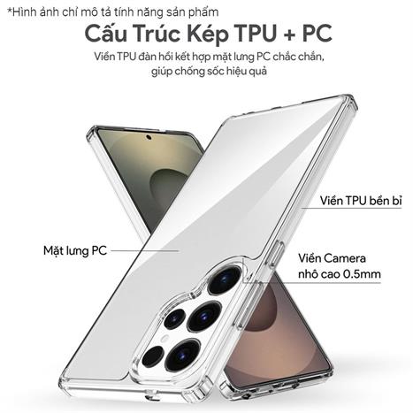 Ốp lưng Samsung Galaxy S25 PC TPU DEKEY Crystal case Màu Trắng