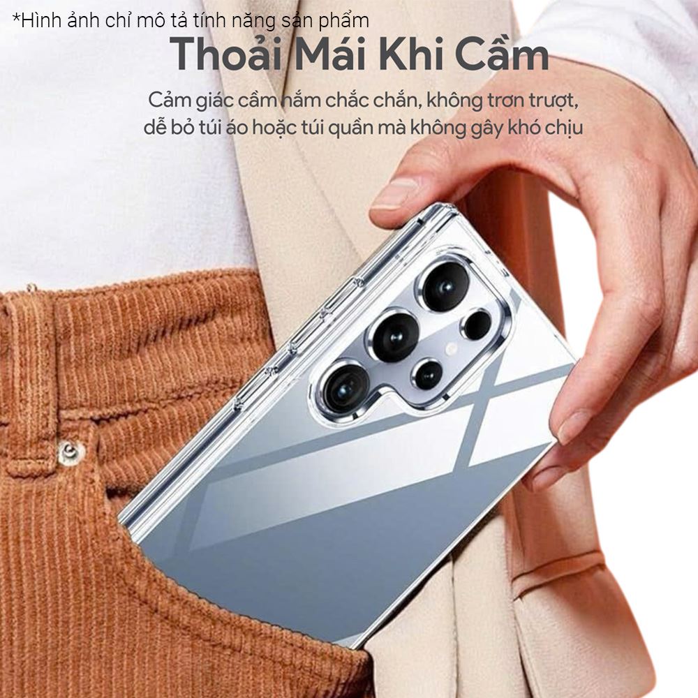 Ốp lưng Samsung Galaxy S24 Ultra PC TPU DEKEY Crystal case Màu Trắng