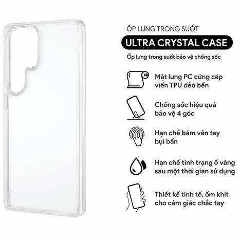 Ốp lưng Samsung Galaxy S25 Ultra PC TPU DEKEY Crystal case Màu Trắng