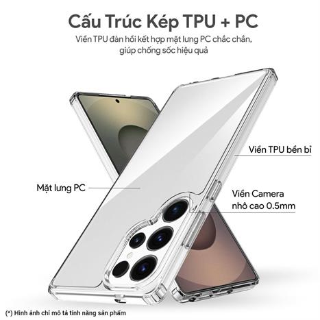 Ốp lưng Samsung Galaxy S25 Ultra PC TPU DEKEY Crystal case Màu Trắng