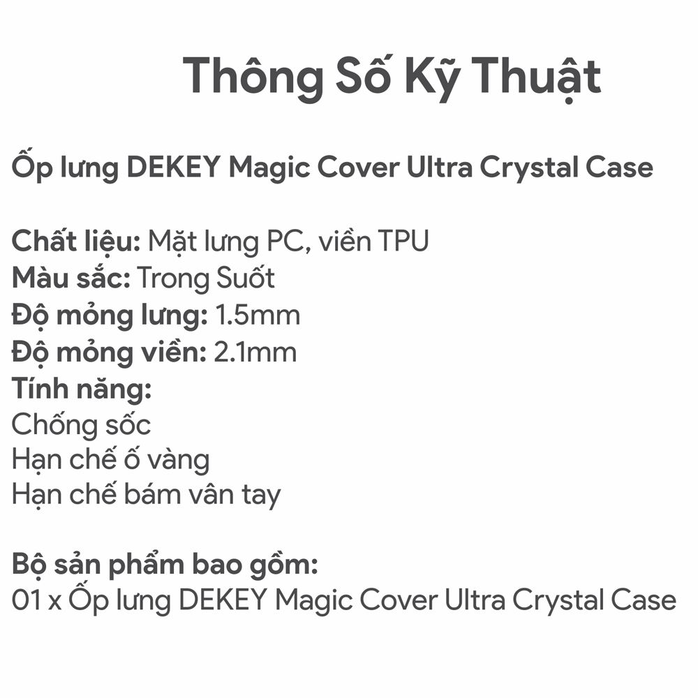 Ốp lưng Samsung Galaxy S25 Ultra PC TPU DEKEY Crystal case Màu Trắng