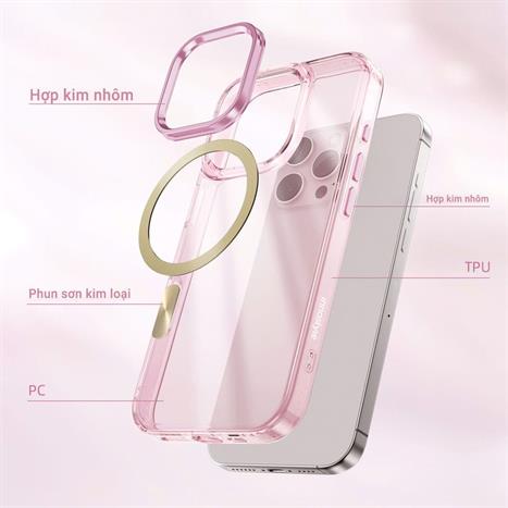 Ốp lưng Magsafe iPhone 16 Pro PC TPU Innostyle MPC-01PK-16P Màu Hồng