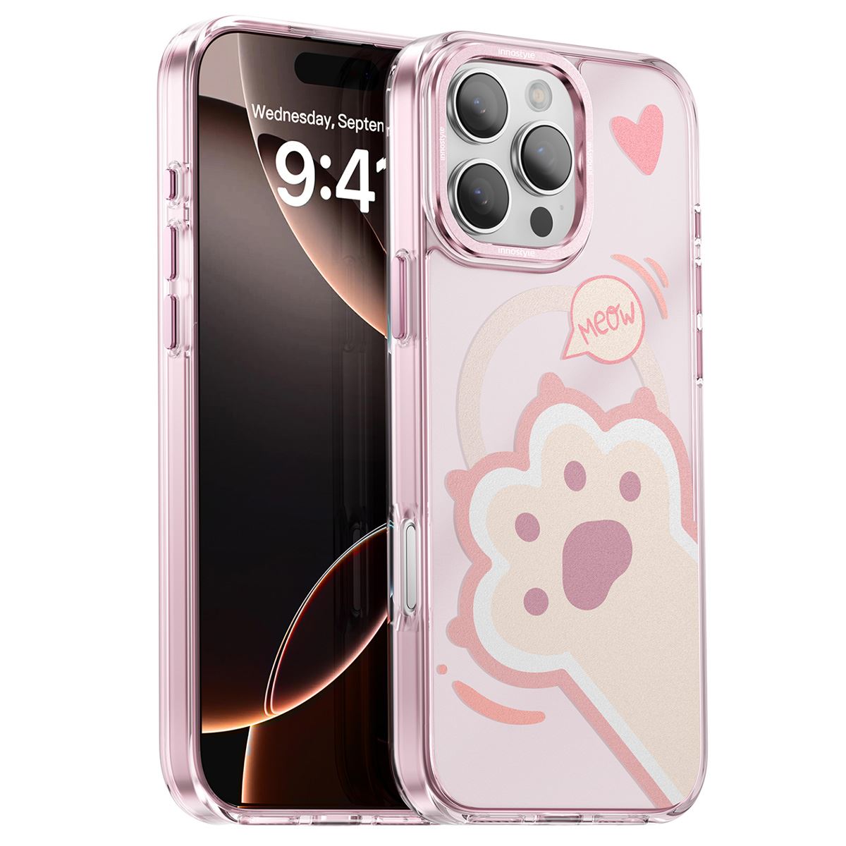 Ốp lưng Magsafe iPhone 16 Pro Max PC TPU Innostyle MPC-PK01-16PM Màu Trắng - Hồng