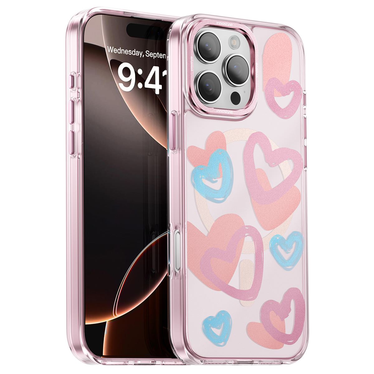 Ốp lưng Magsafe iPhone 16 Pro Max PC TPU Innostyle MPC-PK03-16PM Màu Trắng - Hồng