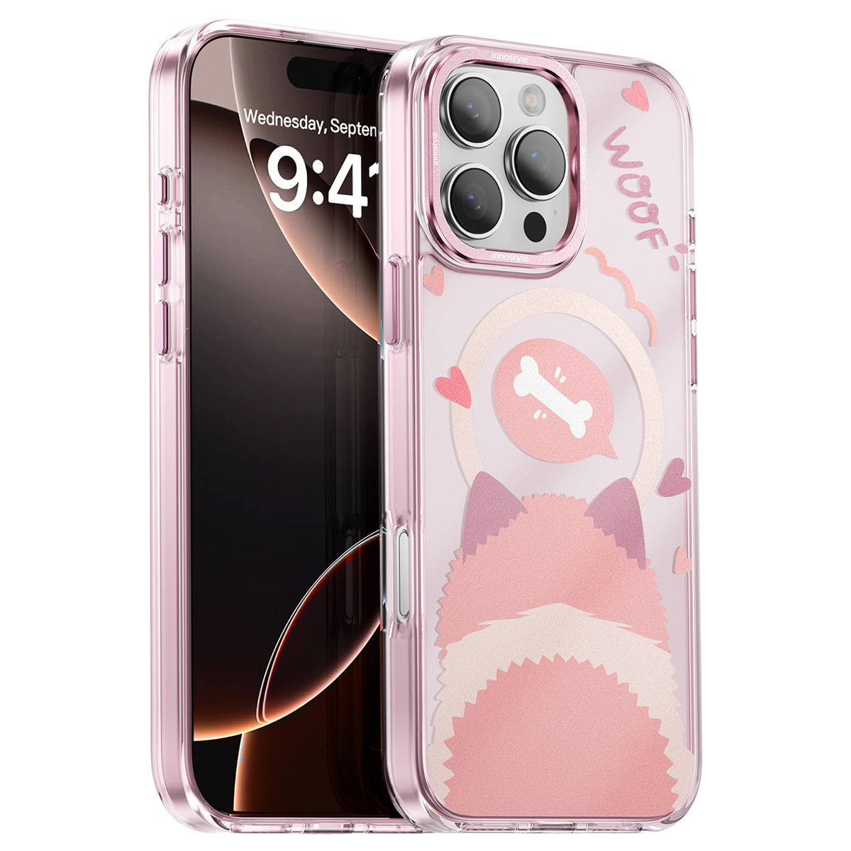 Ốp lưng Magsafe iPhone 16 Pro Max PC TPU Innostyle MPC-PK04-16PM Màu Trắng - Hồng