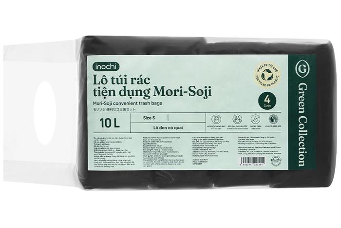 Túi rác tự hủy sinh học Inochi Mori-Soji 23.5 x 5.6cm*1000gr màu đen Màu Đen