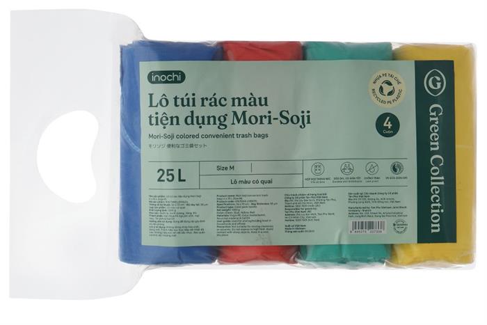 Túi rác tự hủy sinh học Inochi Mori-Soji 23.5 x 5.5 cm*1000gr nhiều màu Màu Vàng - Xanh dương