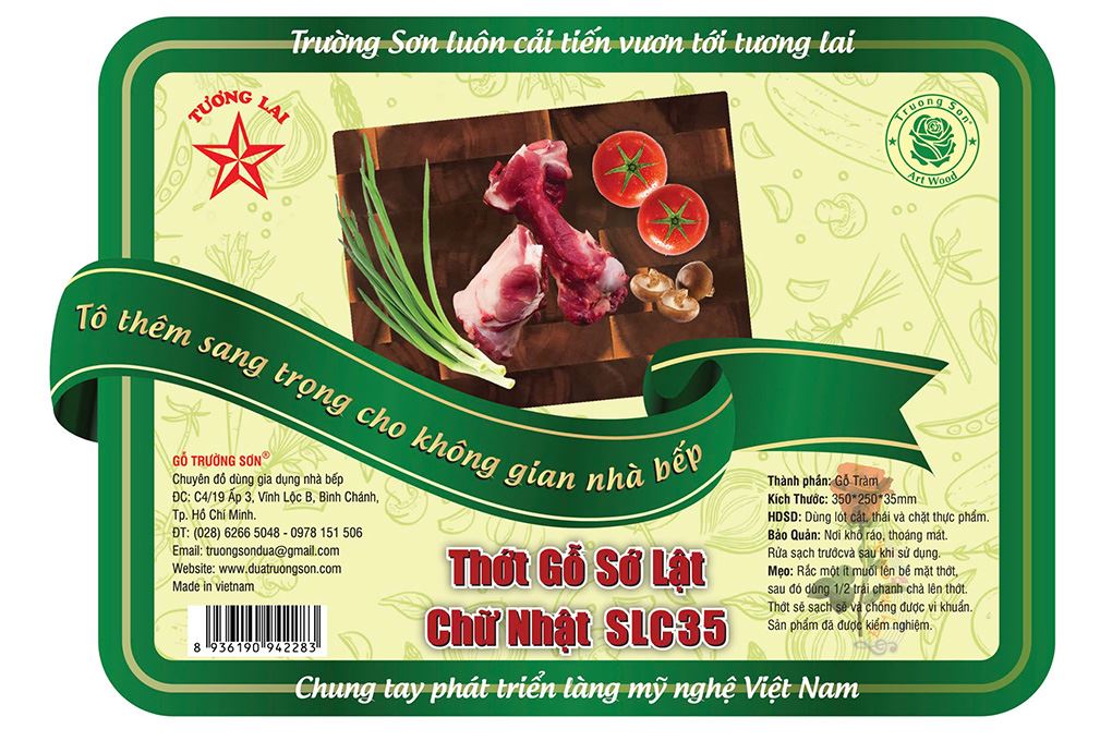 Thớt chặt gỗ tràm chữ nhật 25 x 35 cm Trường Sơn SLC35 Màu Đen - nâu