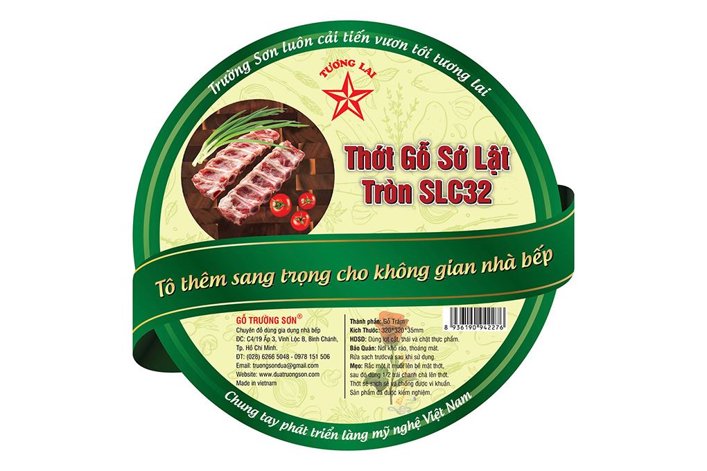 Thớt chặt gỗ tràm tròn 32 cm Trường Sơn SLC32 Màu Đen - nâu