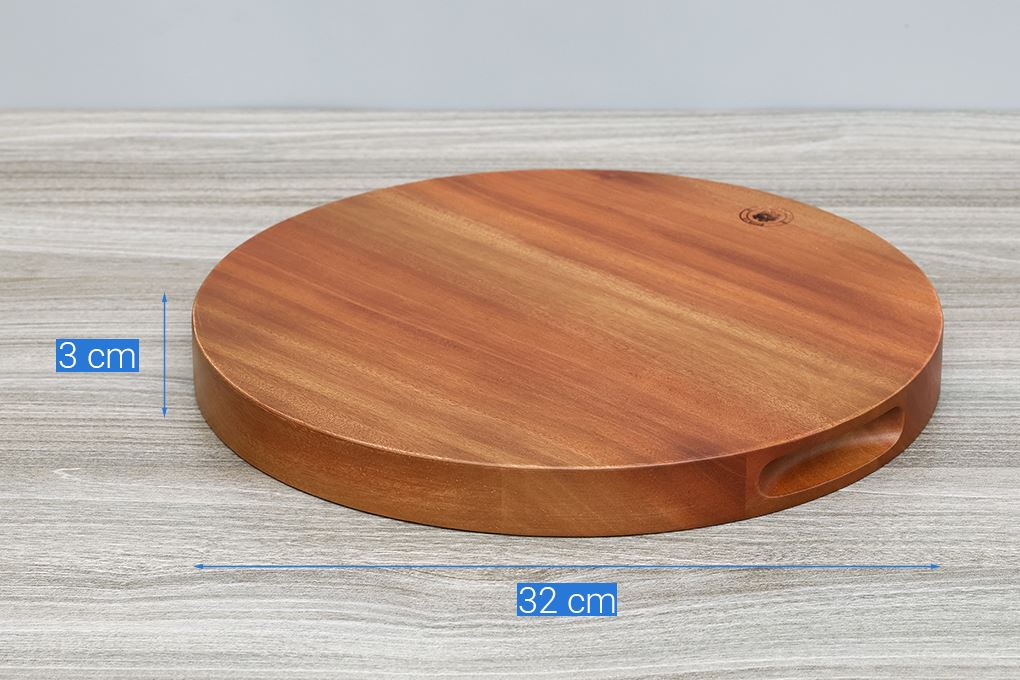 Thớt chặt gỗ xà cừ tròn 32 cm Trường Sơn RT320 Màu Nâu