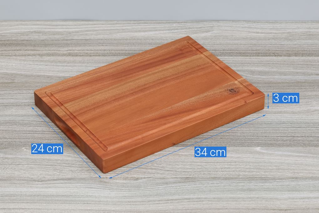 Thớt chặt gỗ xà cừ chữ nhật 34 cm Trường Sơn RT340 Màu Nâu