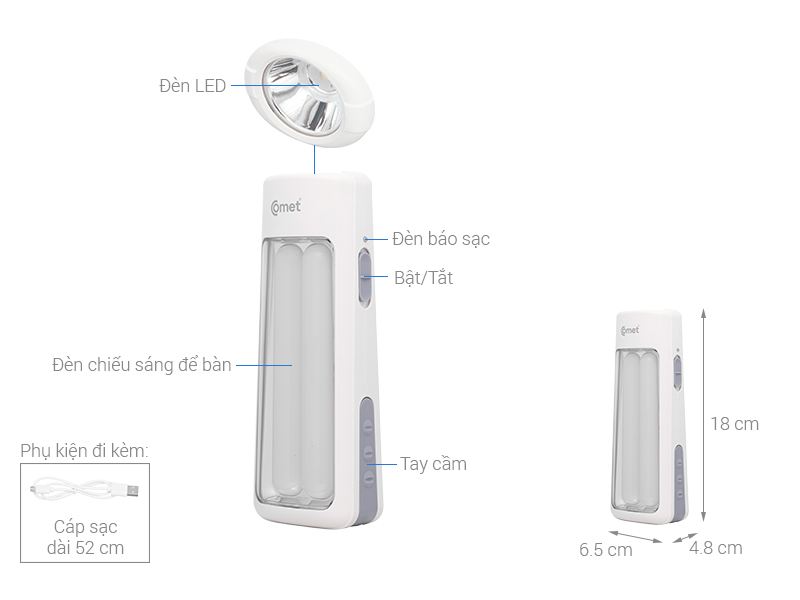 Đèn pin sạc đa năng Comet CRT456
