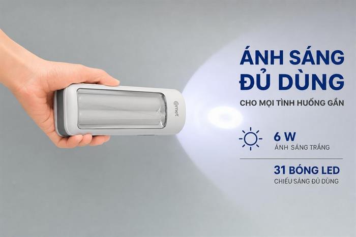 Đèn pin sạc đa năng Comet CRT456 Màu Trắng