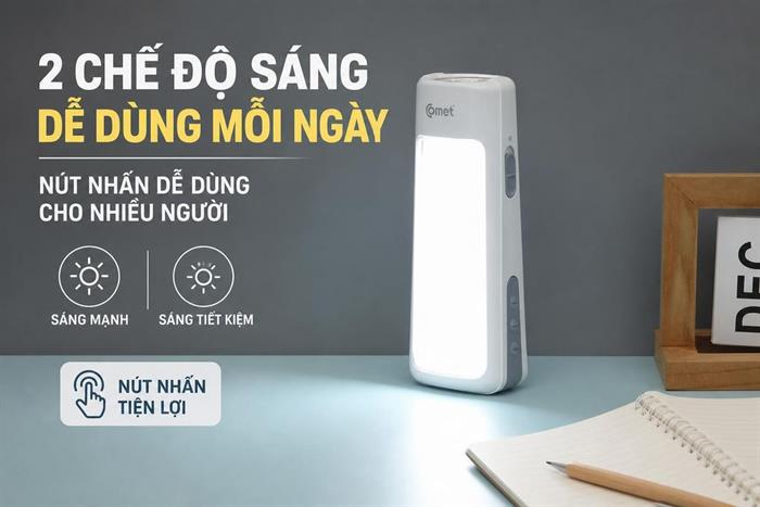 Đèn pin sạc đa năng Comet CRT456 Màu Trắng