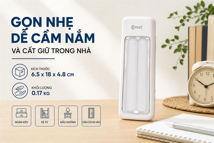 Đèn pin sạc đa năng Comet CRT456 Màu Trắng