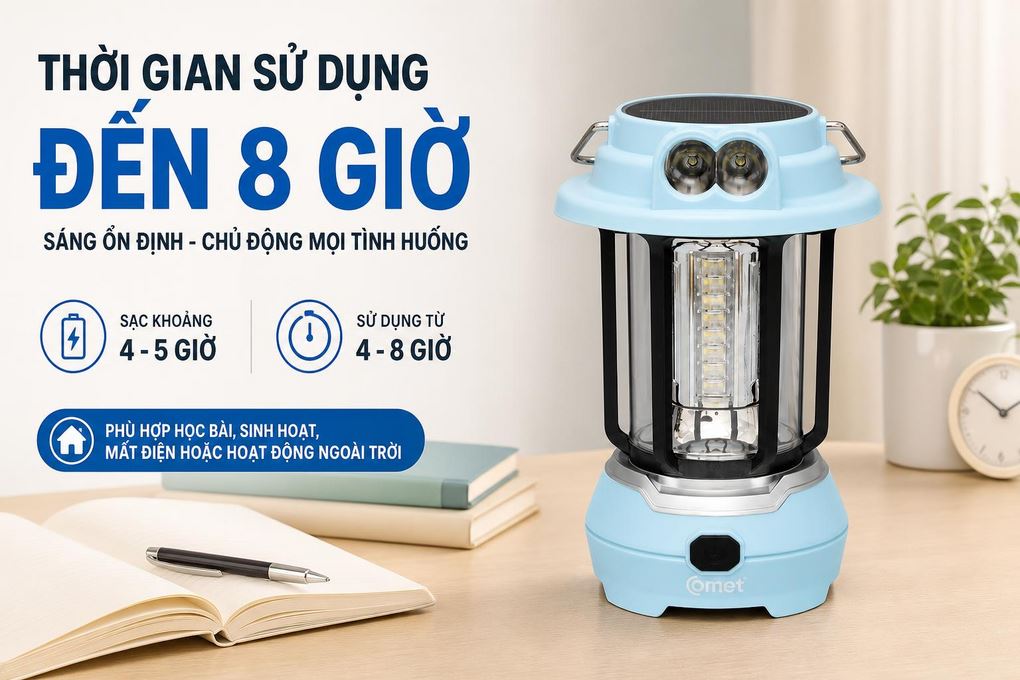 Đèn Comet CRL3403S có thời gian sử dụng từ 4 - 8 giờ Đèn Comet CRL3403S có thời gian sử dụng từ 4 - 8 giờ