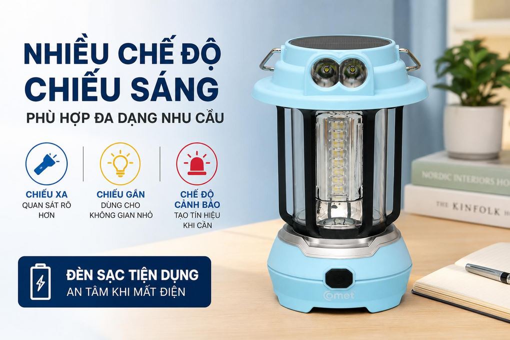 Đèn sạc năng lượng mặt trời Comet CRL3403S Màu Xanh