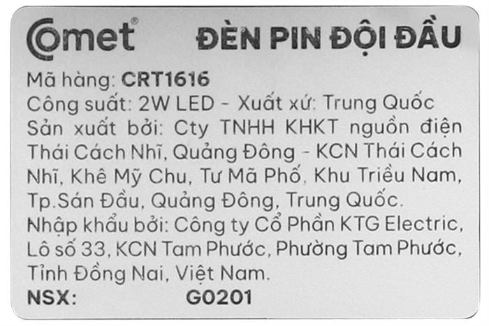 Đèn pin sạc đội đầu Comet CRT1616 Màu Đen - Cam