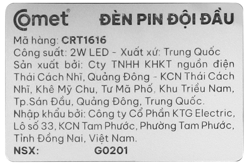 Đèn pin sạc đội đầu Comet CRT1616 Màu Đen - Cam