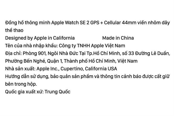 Apple Watch SE 2 GPS + Cellular 44mm viền nhôm dây thể thao Màu Trắng Starlight