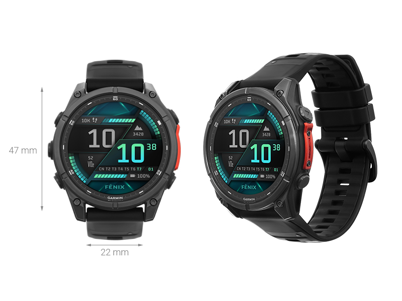 Garmin Fenix 8 47mm viền thép dây silicone