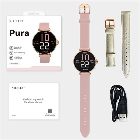 Kieslect Lady Watch Pura 40.08 mm dây silicone Vàng Hồng Màu vàng