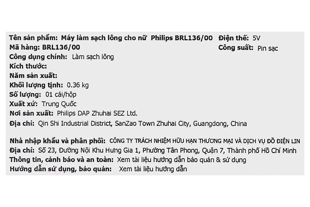 Máy làm sạch lông Philips BRL136/00 Màu Trắng - Tím