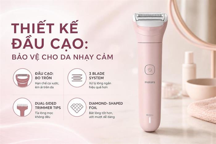 Máy làm sạch lông cho nữ Philips BRL128/10 Màu Hồng