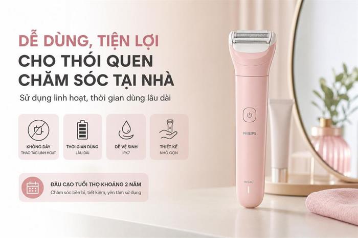 Máy làm sạch lông cho nữ Philips BRL128/10 Màu Hồng
