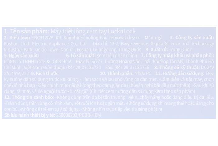 Máy triệt lông lạnh Sapphire Lock&Lock ENC312IVY Màu Kem