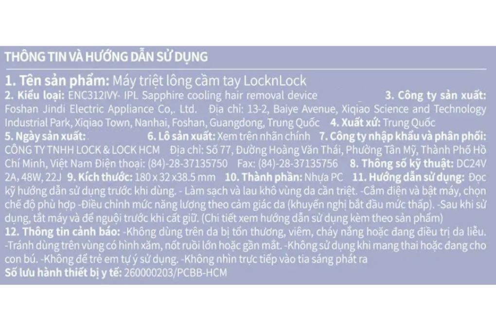 Máy triệt lông lạnh Sapphire Lock&Lock ENC312IVY - 17