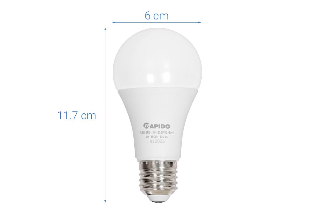 Bóng đèn Led Bulb tròn 9W Rapido RLBU-9W Màu Trắng