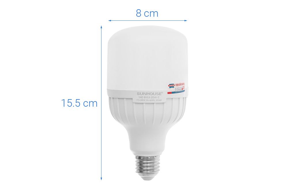 Bóng đèn Led Bulb trụ 20W Sunhouse Eco SHE-BULB-20W-E Màu Trắng