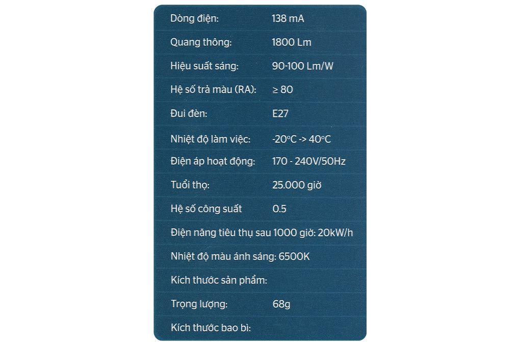 Bóng đèn Led Bulb trụ 20W Sunhouse Eco SHE-BULB-20W-E Màu Trắng