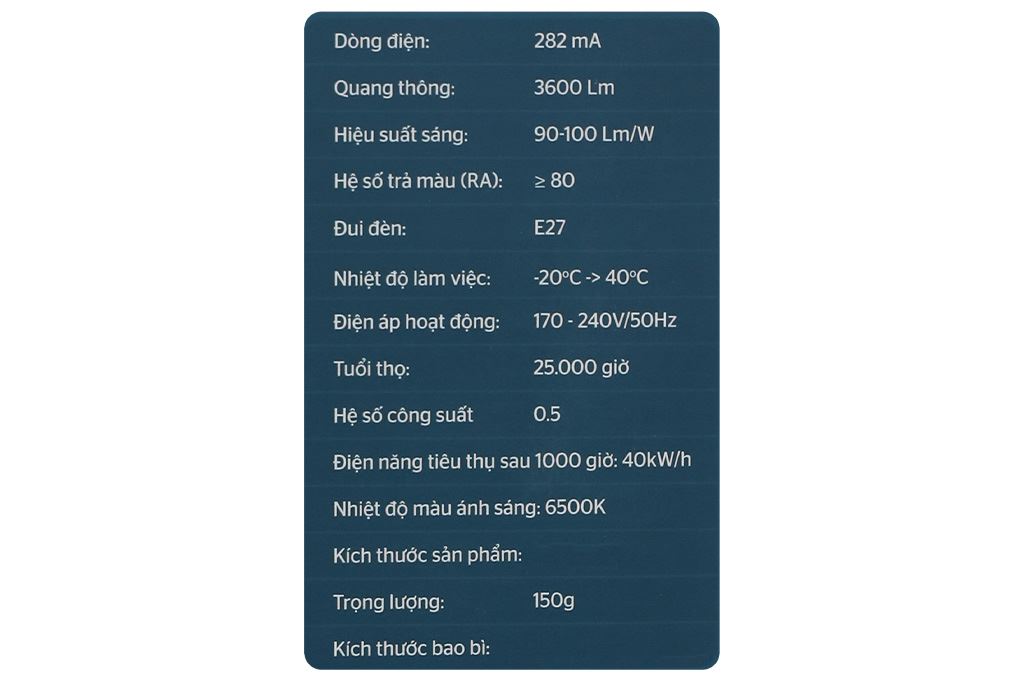 Bóng đèn Led Bulb trụ 40W Sunhouse Eco SHE-BULB-40W-E Màu Trắng