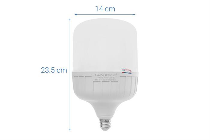 Bóng đèn Led Bulb trụ 50W Sunhouse Eco SHE-BULB-50W-E Màu Trắng