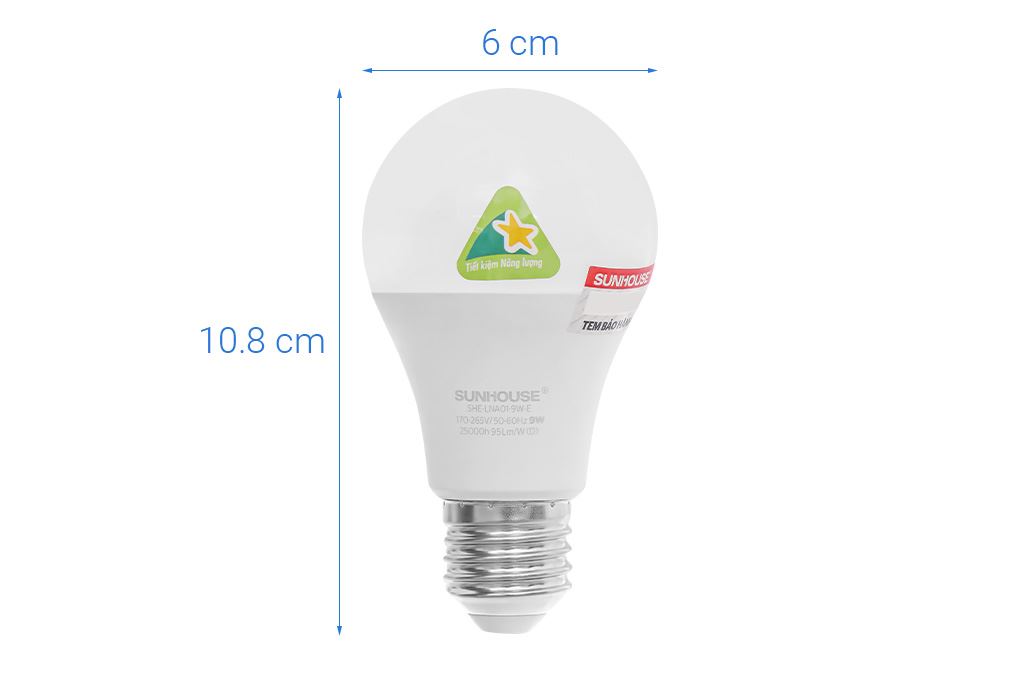 Bóng đèn Led Bulb tròn 9W Sunhouse Eco SHE-LNA01-9W-E Màu Trắng