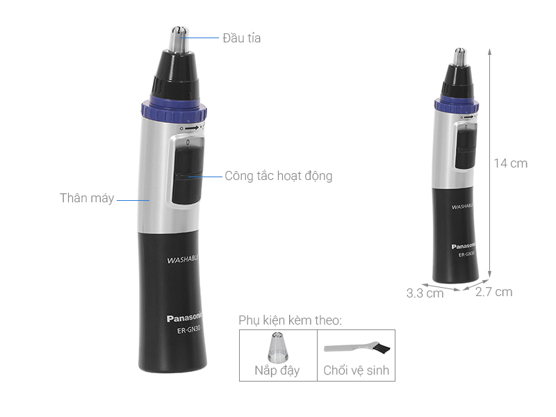 Máy tỉa lông mũi, lông tai, lông mày và râu Panasonic ER-GN30-K453