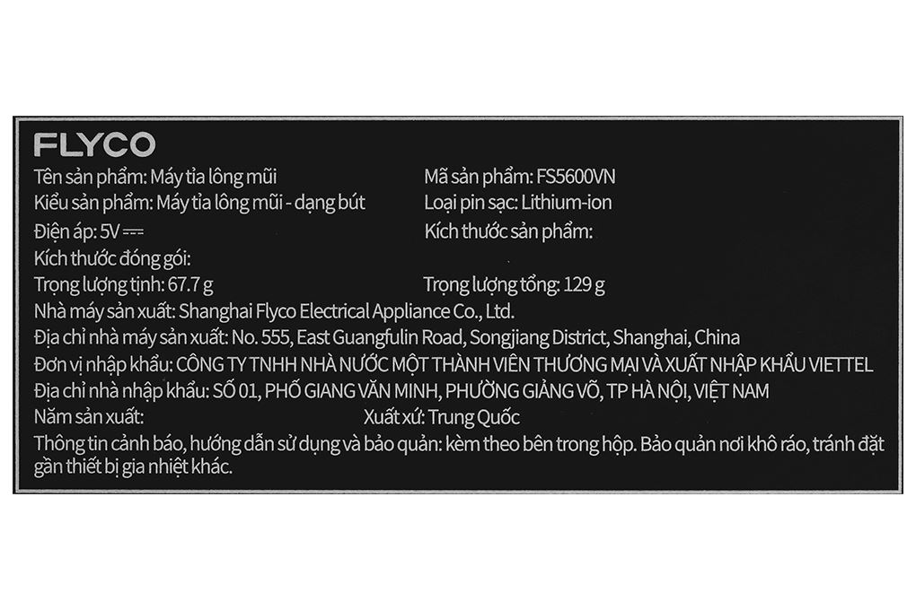 Máy tỉa lông mũi Flyco FS5600VN Màu Đen