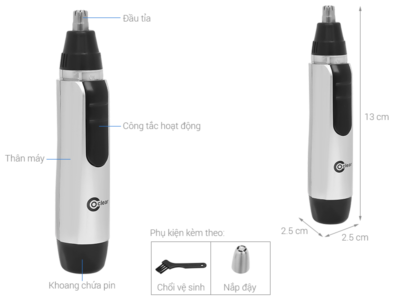 Máy tỉa lông mũi, lông tai và lông mày Coclear WL2604