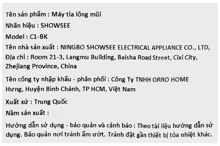 Máy tỉa lông mũi Showsee C1-BK Màu Đen