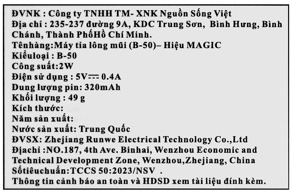 Máy tỉa lông mũi và lông mày Magic B-50 Màu Hồng Gold