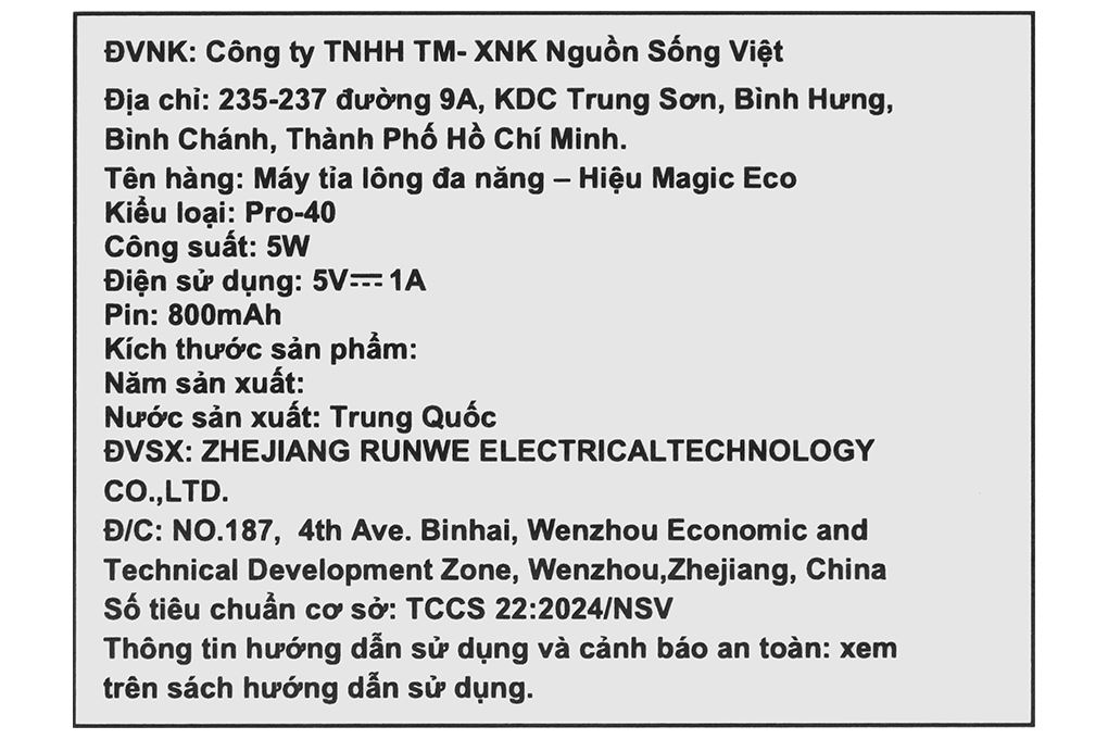 Máy tỉa lông mũi, lông mai, lông mày, râu và tóc mai Magic Eco PRO-40 Màu Đen