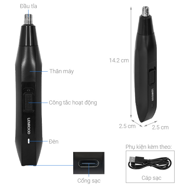 Máy tỉa lông mũi Lenrood LR-1003