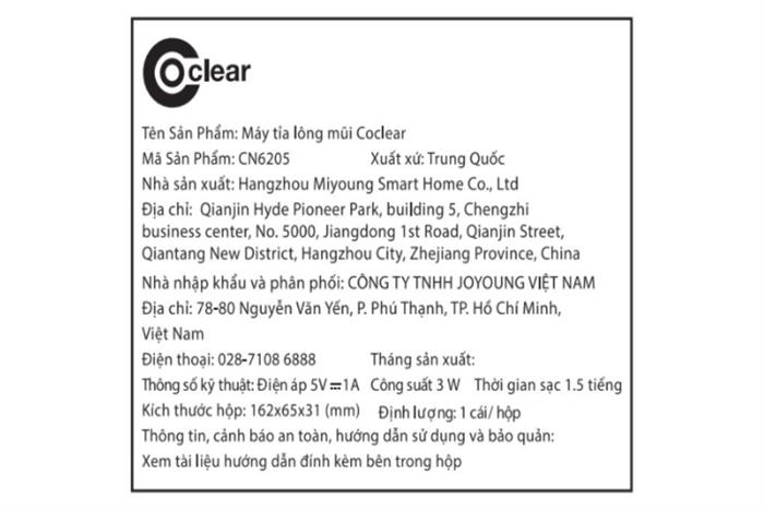 Máy tỉa lông mũi Coclear CN6205 Màu Đen