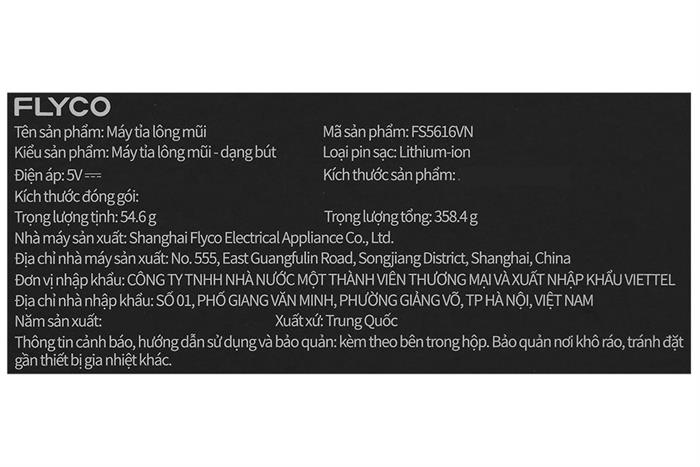 Máy tỉa lông mũi và lông tai Flyco FS5616 Màu Đen