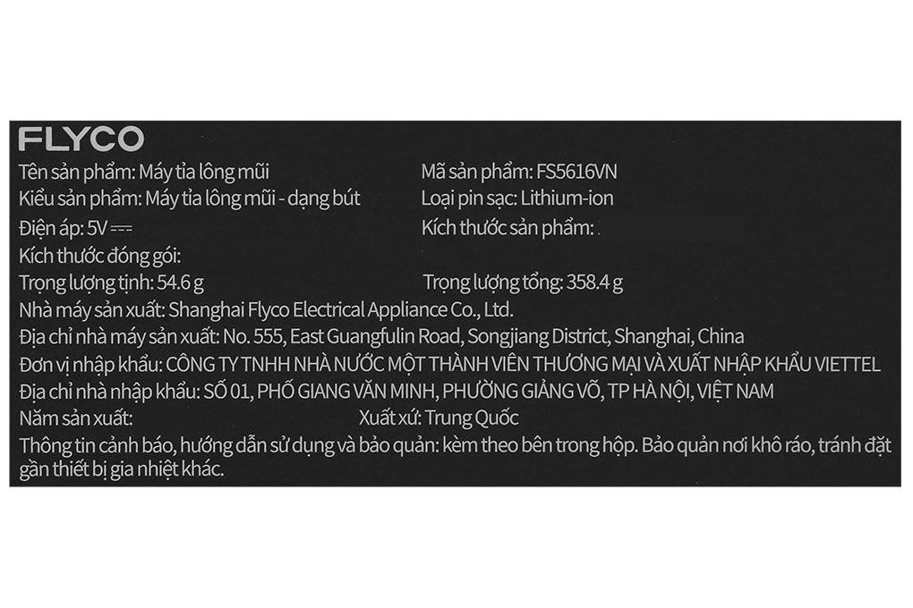 Máy tỉa lông mũi và lông tai Flyco FS5616 Màu Đen